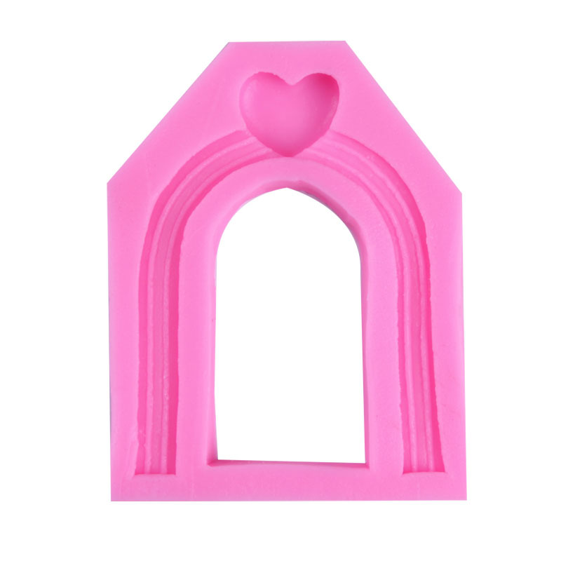 Cuento de hadas de dibujos animados puerta de madera decoración de la torta molde fondant amor ventana chocolate molde de silicona líquida