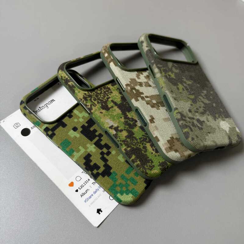 Suitable for Iphone18Promax Mobile Phone Case, Military Green Camouflage Pattern Fabric Magnetic Suction Anti-Fall Protective Cover for Apple 17 Suitable for Iphone18Promax Mobile Phone Case, Military Green Camouflage Pattern Fabric Magnetic Suction Anti-Fall Protective Cover for Apple 17