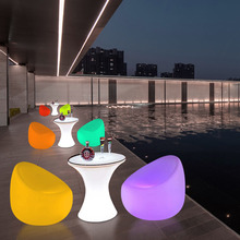 LED桌椅组合清吧网红KTV户外活动庭院简约防水休闲发光家具酒吧椅