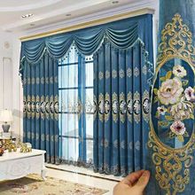 春色满园雪尼尔镂空绣花窗帘布纱客厅卧室飘窗全套配件可帘头批发