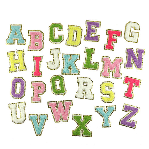8cm 6.5cm 5.5cm towel embroidered letters A-Z embroidered cloth stickers gold onion pink Greet double layer embroidery stamp