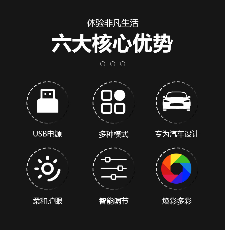 Cuddle-Style Front Windshield Ambient Light, Colorful Central Control Ambient Light, Universal Led Car Interior Modification Light