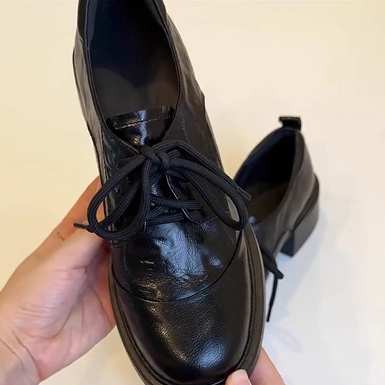 British Style Retro Women's Leather Loafers With Chunky Heel_voghion.com