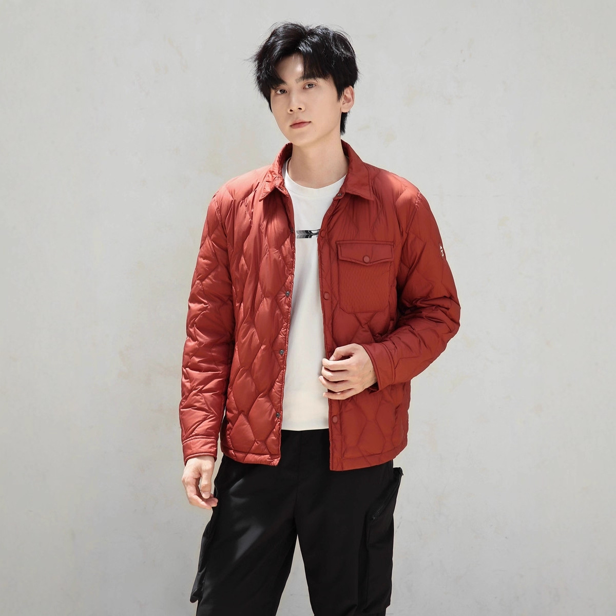 New National Standard 90 Velvet Lightweight down Jacket Men's Shirt Collar Lapel Loose Plus Fat Plus Size Ultra-Thin Ultra-Lightweight Winter