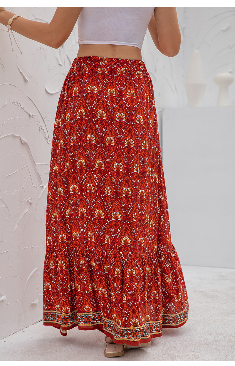 High-Waisted Printed Skirt With Slits