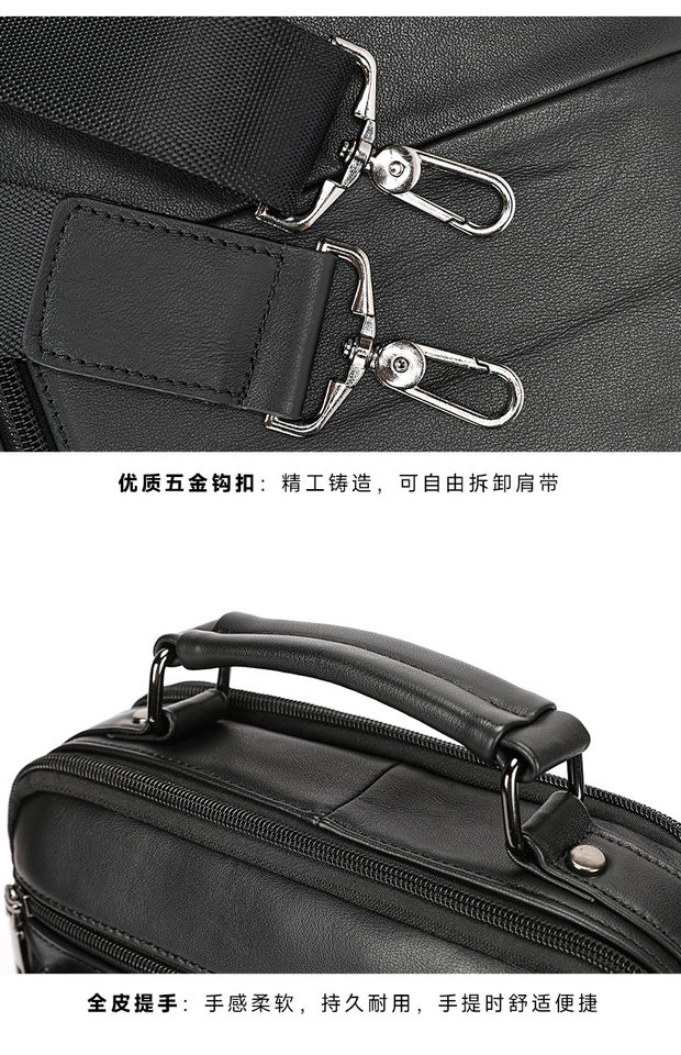 Túi đeo chéo nam da bò thật Marunte da bò lớp đầu tiên dung lượng lớn, đựng vừa iPad 9 inch — màu đen chi tiết 21