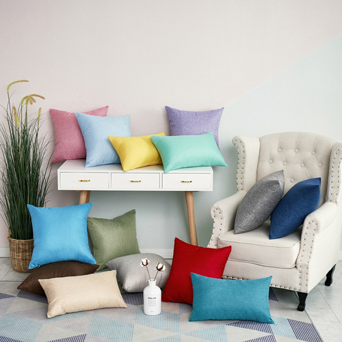 Direct factory supply: High-volume faux cotton-linen cushions, solid-color sofa backrest pillows, and minimalist plain-colored throw pillows.