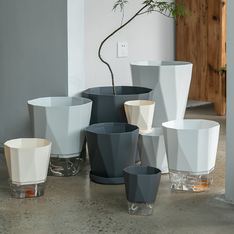 Heyi flowerpot perezoso de absorción automática de agua plástico ligero de lujo hidropónico de alto nivel gran maceta de rabanos verdes