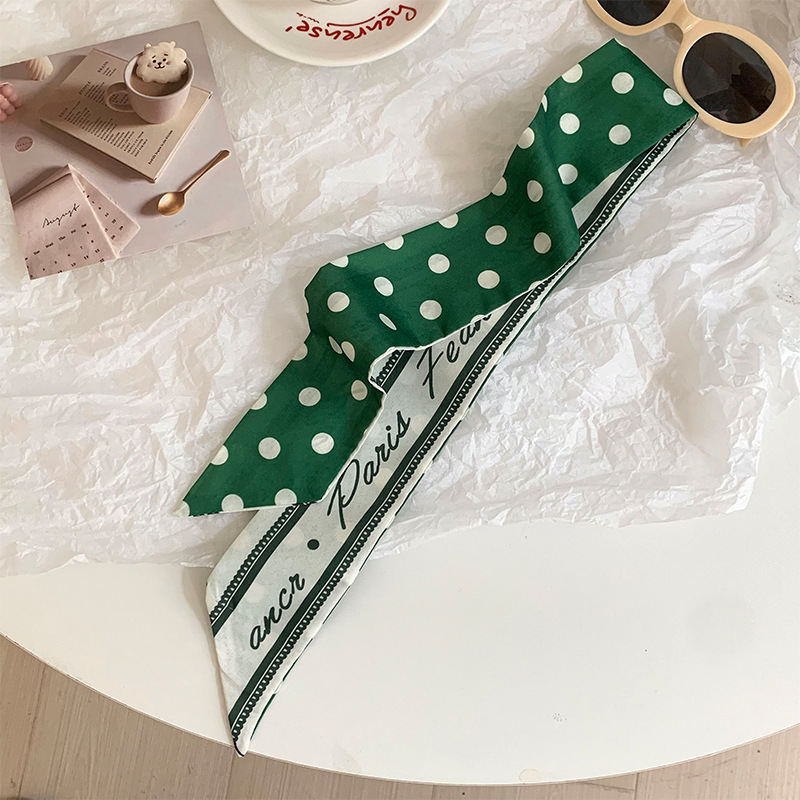 Pañuelo de seda de tira larga de lunares, sentido avanzado, nueva bufanda de muñeca, bolsa de atar, serpentina decorativa, todo fósforo, turbante multiusos, cinturón para el cabello