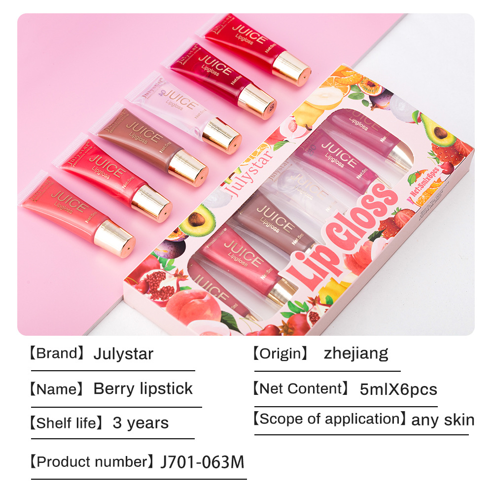 Julystar's best-selling Hydrating Lip Gloss with fruity flavor, long-lasting moisturizing and hydrating soft tube lip gloss set undefined
