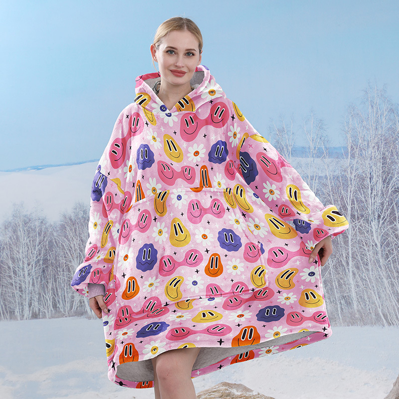 Pijamas transfronterizos engrosados de doble capa perezoso puede usar manta perezosa de franela perezoso con capucha pijamas de doble capa perezoso desgaste exterior