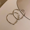 Demi-season fashionable earrings heart shaped, simple and elegant design, 2022 collection, Japanese and Korean