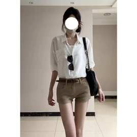 美式2辣妹牛仔短裤女夏季新款小个子修身显瘦高腰包臂热裤潮