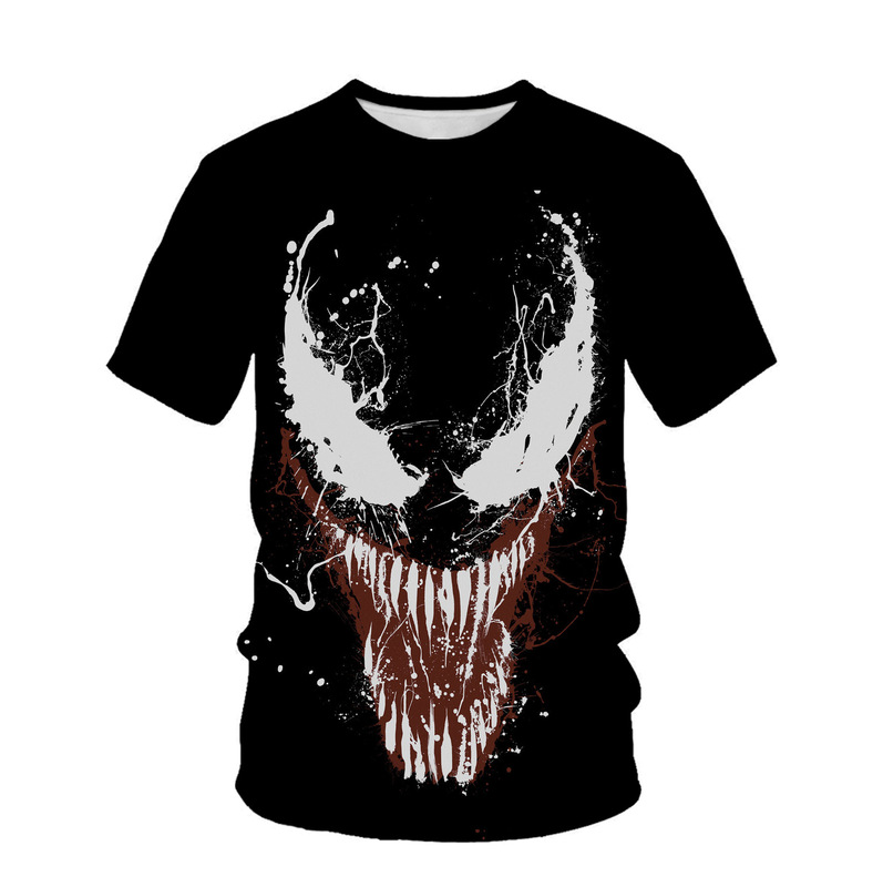 Summer new Spider-Man poison 3D printed T-shirt men's round neck loose trendy short sleeve top Summer new Spider-Man poison 3D printed T-shirt men's round neck loose trendy short sleeve top