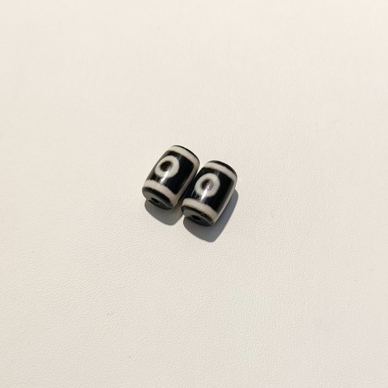 メーカー 11×16mm 小さな Dzi ビーズ ブレスレット、多用途のパッティング オイル加工、黒と白のクラフト パッティング、風化した虎の歯|undefined