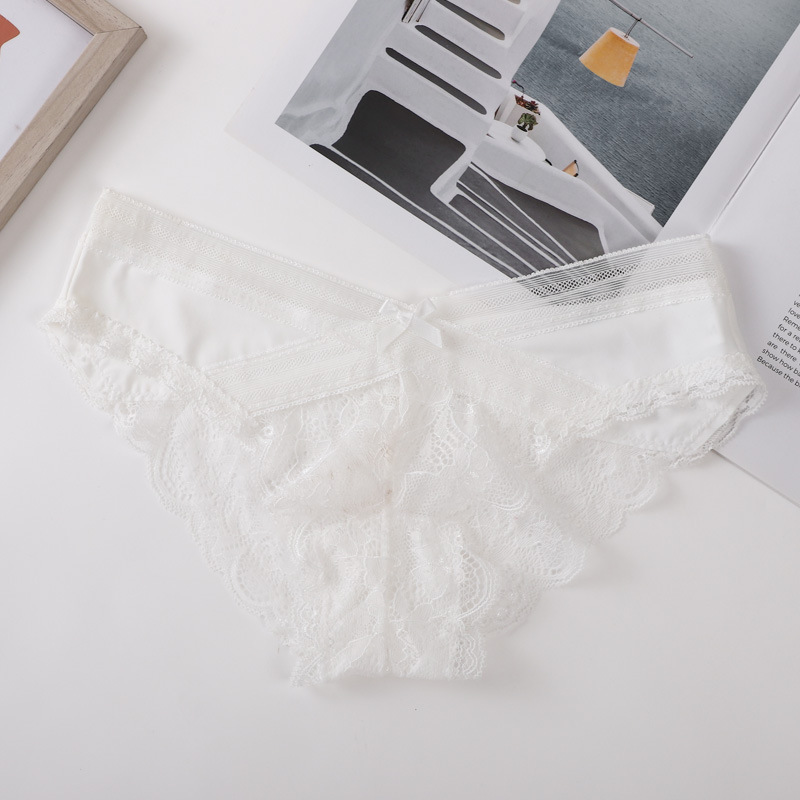 Pantaleta de Encaje de Tiro Bajo para Mujer de Nailon Sin Costuras