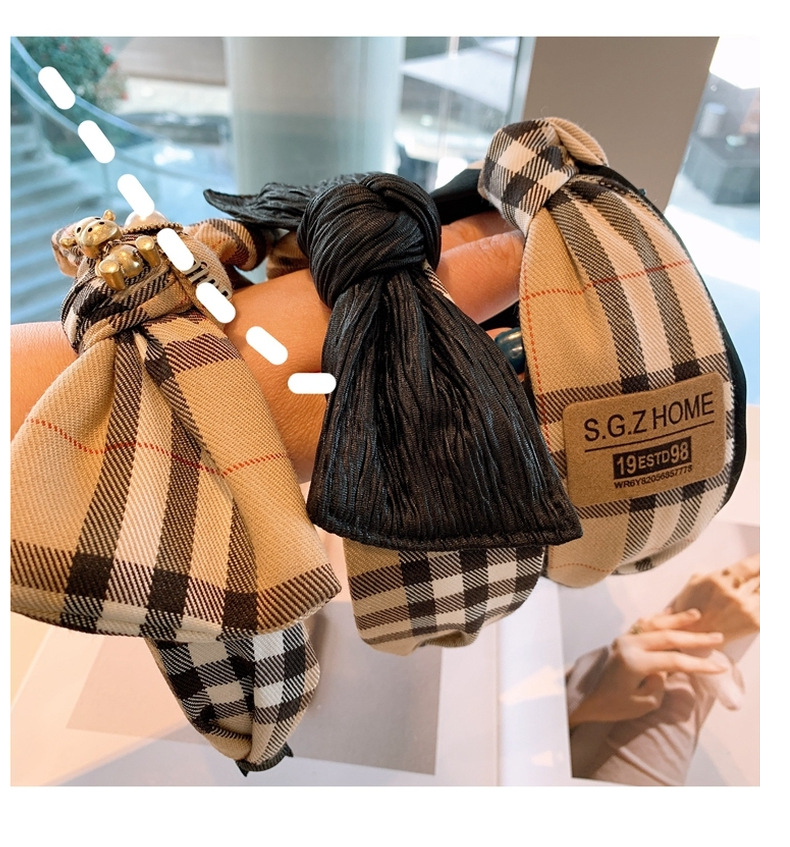 Retro Elegant Bowknot Plaid Hair Band display picture 2