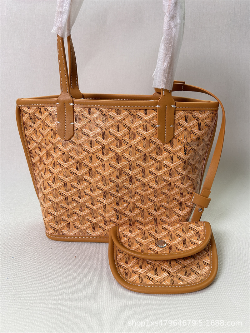 Tote bags両面トートバッグ小サイズ菜藍子カジュアル犬牙片肩女包子母ショッピングバッグ