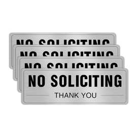 跨境铝合金拉丝标牌No Soliciting牌禁止推销警示牌带背胶铝制