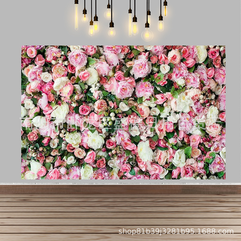 Foreign Trade 3D Pink Rose Photo Banner Wedding Bride Shower Birthday Party Decoration Products Photographic Background Prose