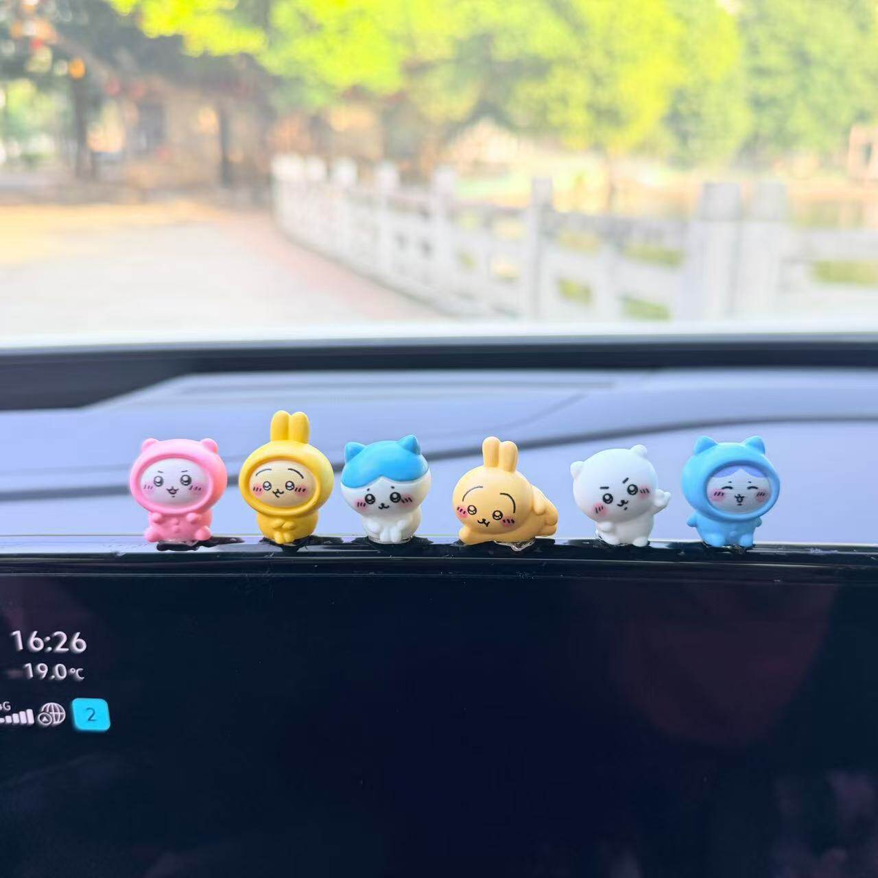 cartoon doll car | Katong Car ornaments - chiikawa-sitting-in-a-row-series-full-set-of-6