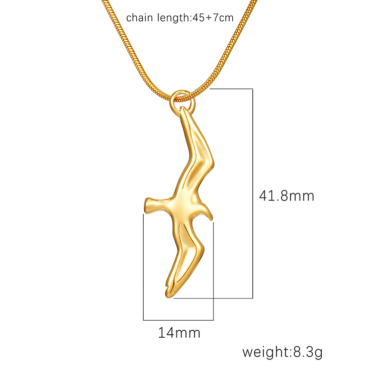 Collier en acier inoxydable style rétro mouette tendance mode européenne et américaine pour femmes, design commémoratif, collier de clavicule de personnalité_voghion.com