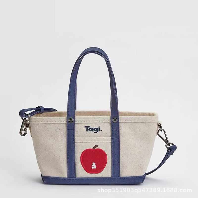 tagi. Imagine Apple カラーブロック 通勤 レトロ ショルダーバッグ キャンバストート 大小 ポータブル クロスボディバッグ|undefined