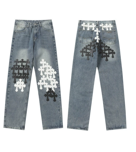 Джинсы из денима для любимой, с вышивкой, oversize, оптовая продажа