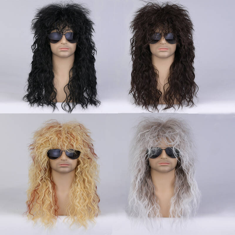 70S 80S Rock Star Wig Blonde Punk Fluffy Men's Wig Halloween Party Wigs
