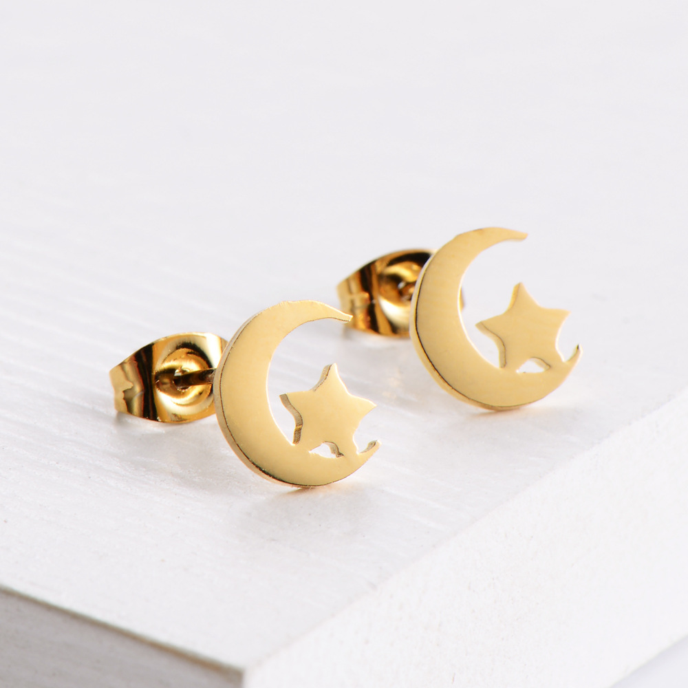 Simple Moon Star Clavicle Chain Earrings Set Wholesale Nihaojewelry