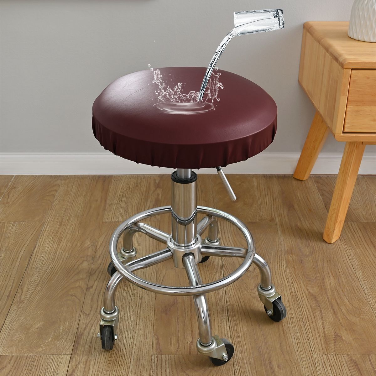 Funda de taburete redonda impermeable de cuero PU para dropshipping transfronterizo de TEMU, funda para silla elevadora de bar, salón de belleza y barbería.