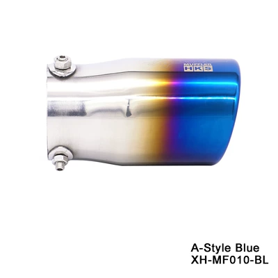 Car stainless steel muffler exhaust pipe 63MM modified tail throat baking blue muffler universal accessories (Car muffler) - bevel-blue-plating