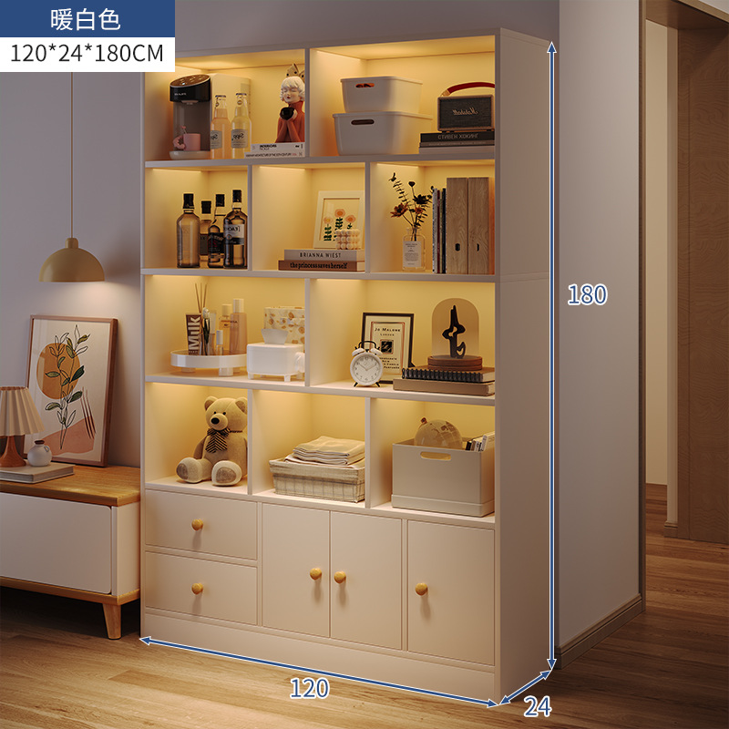Estante de libro de piso integrado contra la pared almacenamiento y exhibición armario de almacenamiento imitación de madera sólida armario doméstico con puerta de gabinete