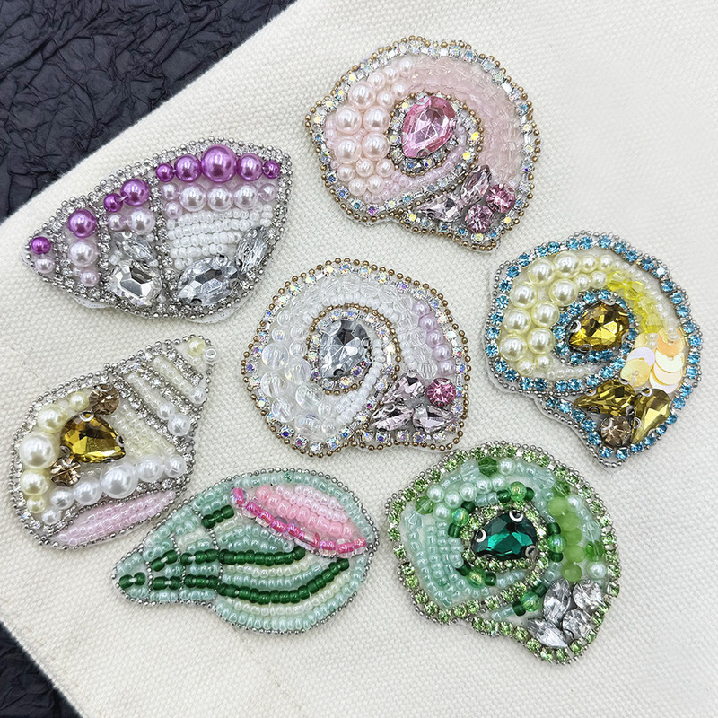Pure hand-stitched three-dimensional nail beads conch diamond clothing cloth stickers DIY jewelry bag shoes and hats decorative patch accessories