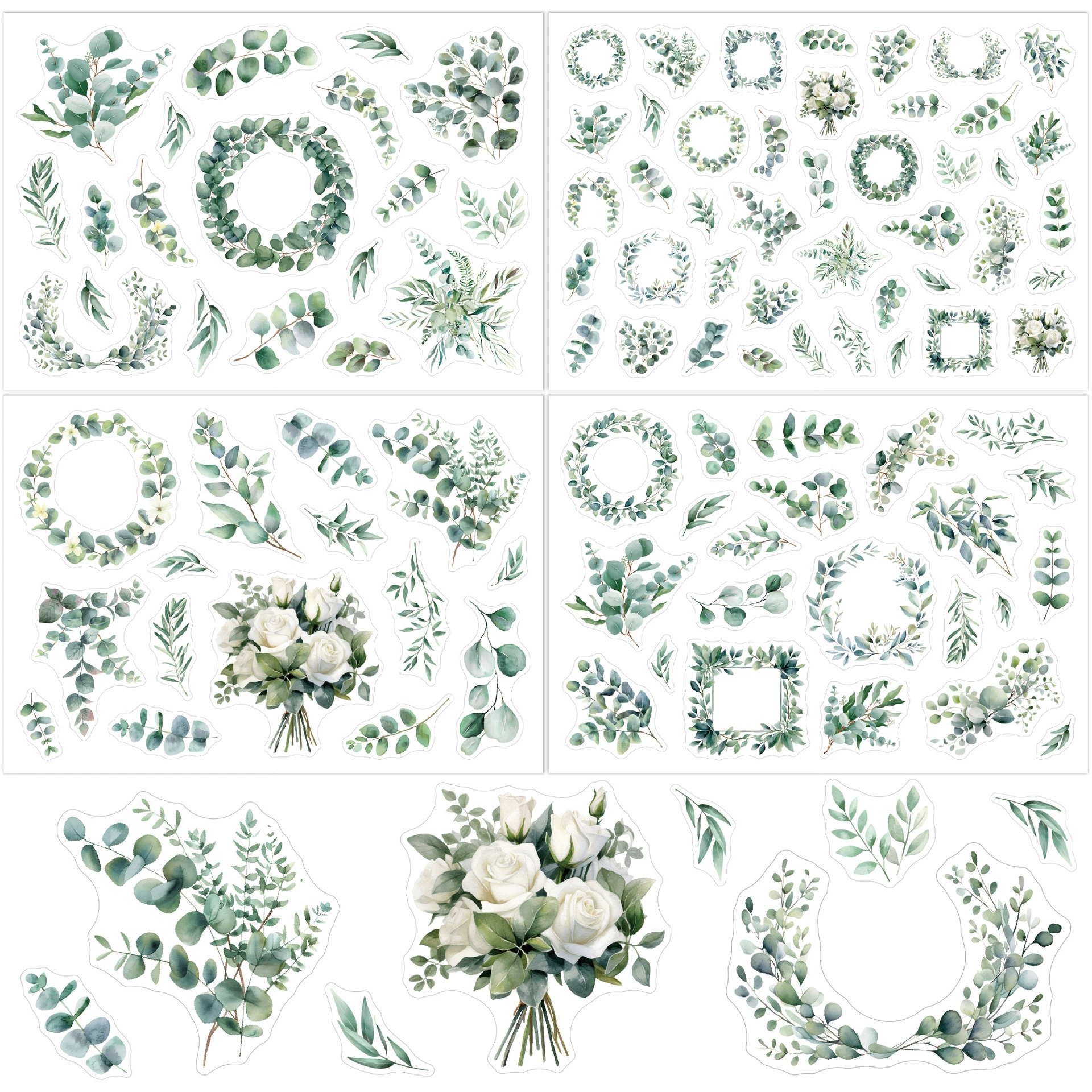 Amazon Свадебная вечеринка Гостевая книга Наклейки 100+ Листья эвкалипта Прозрачные наклейки Украшения Трансграничные