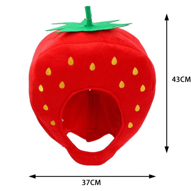 Venta caliente celebridad de Internet lindo sombrero de fresa de felpa sombrero de fresa accesorios para fotos accesorios de fotos sombrero de felpa