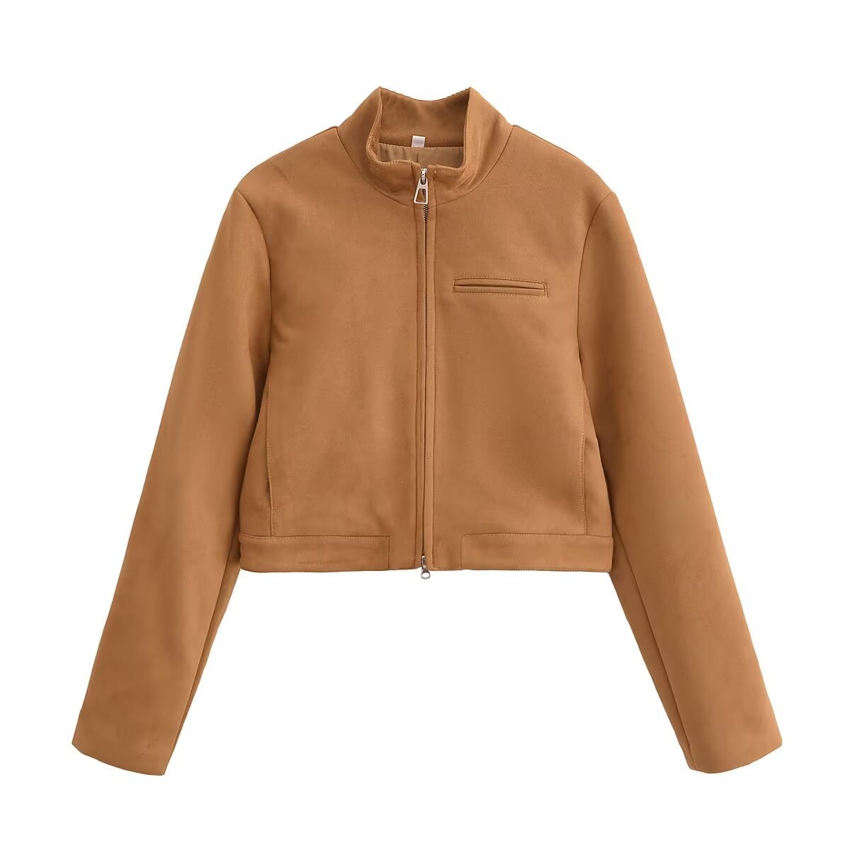 Abbigliamento donna autunno e inverno 2024 nuova moda di strada casual giacca con collo alto_voghion.com