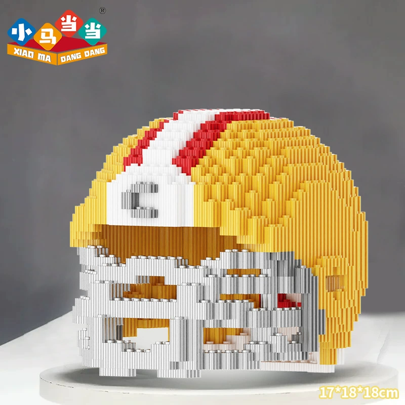 支持贴标外贸跨境橄榄球头盔积木兼容乐高拼装儿童玩具手工拼图礼