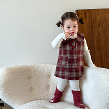 蔗梨童装女童连衣裙秋季2025新款洋气儿童背心裙女孩衣服宝宝裙子