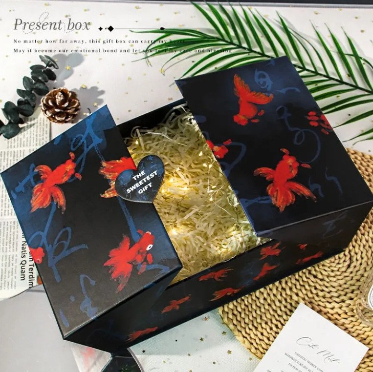 国风礼品盒磁吸翻盖包装盒结婚伴手礼盒高档送礼空盒子