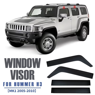 hummer h3 Window visor, Rain shield - standard-packaging-without-logo-hummer-hummer-h3-mk1-2005-2010-organic-glass-no-strips-car-window-rain-shield
