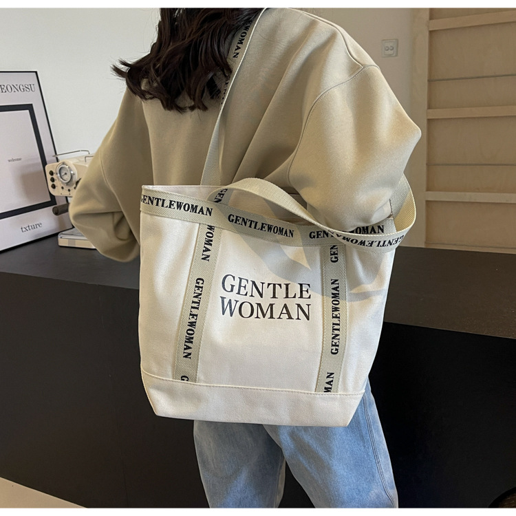Moda simple lienzo impreso carta bolsa de hombro 2024 gran capacidad de trabajo de alta calidad bolso de mano