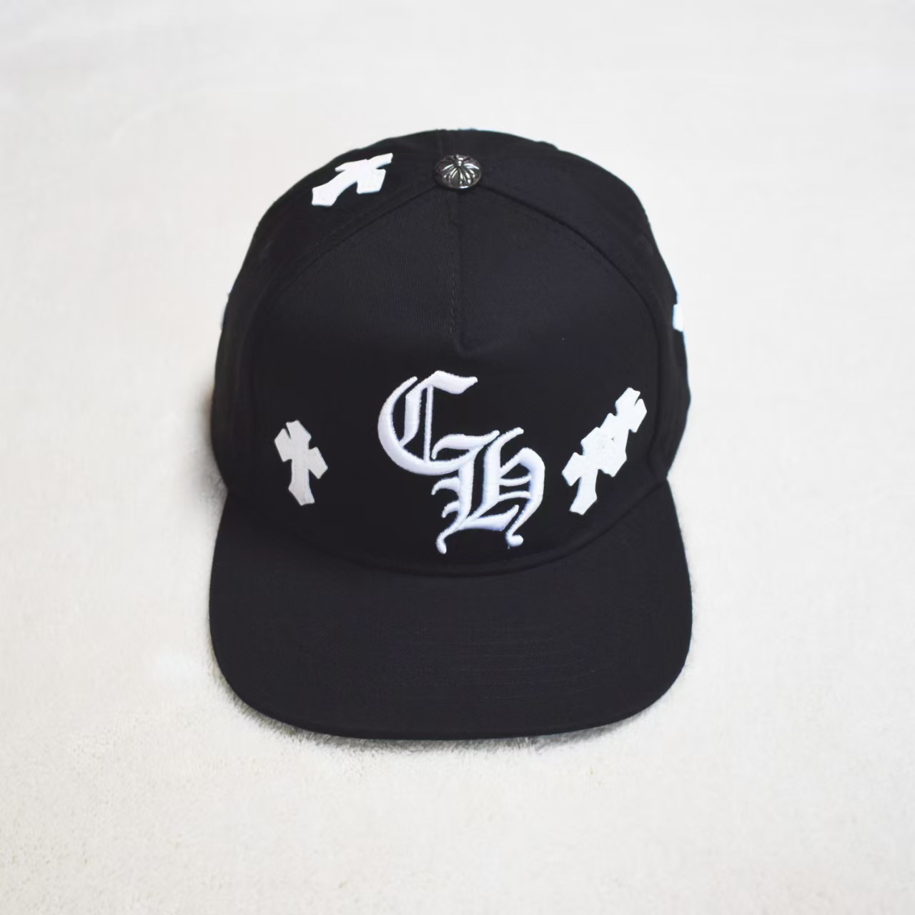 Sombrero para el sol CH Cro de verano para parejas nuevas de moda americana, sombrero de hip-hop de ala plana bordado a la moda ~ sombrero de malla de béisbol