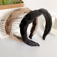 Mesh Braided Headband High Crown Versatile Outdoor Wide Edge Headband Hair Pin Hair Hole Teenager Elegant Hair Accessory