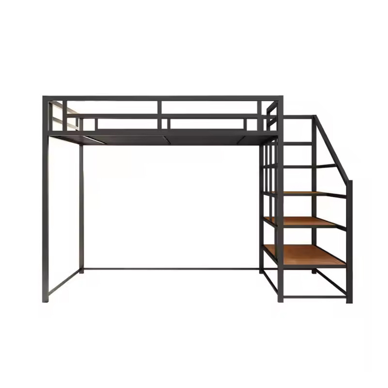 Cama de loft individual mayorista transfronteriza Cama de hotel con escalera Cama de niños Cama de apartamento pequeña