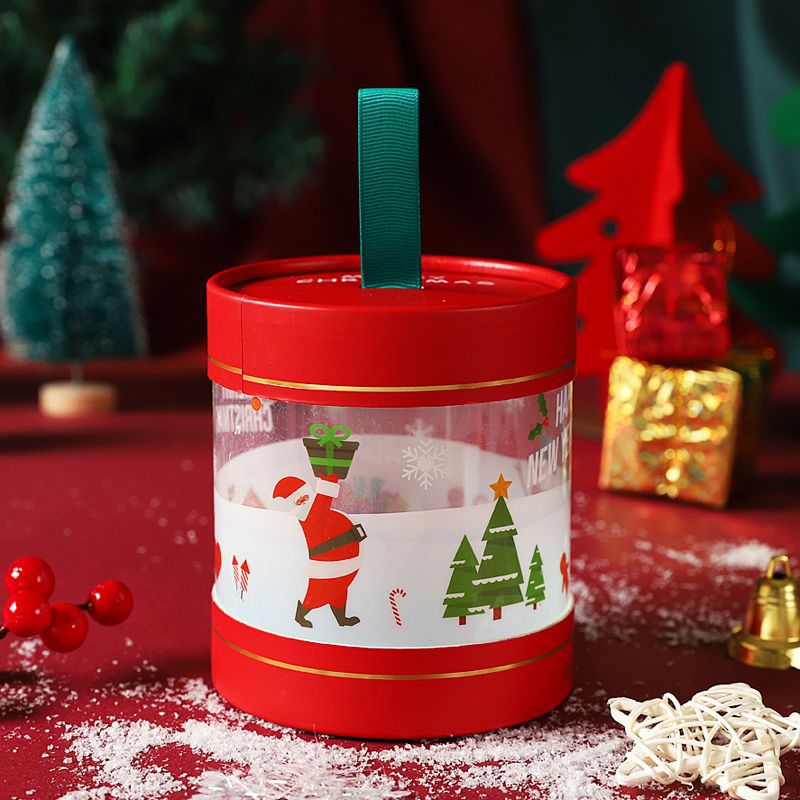 Caja de manzana de Navidad caja de embalaje de fruta segura transparente regalo de mano con cubo caja de embalaje de manzana de Navidad al por mayor