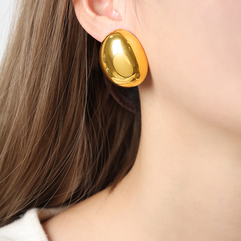 Pendientes elegantes Maillard con forma de concha de caracol, geométricos, de acero titanio, oro de 18 quilates, ligeros, de lujo, que no se decoloran, para mujer