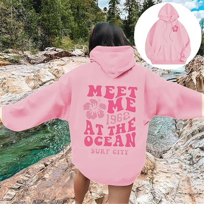 Women's Oversized Letter Print Hoodie Drop Shoulder Sweatshirt_voghion.com