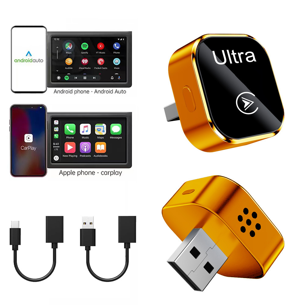 Wireless Carplay Adapter Supports iPhone and Android, Fast Connection Without Delay, Hands-Free Calling, 2-in-1 for Car Use
