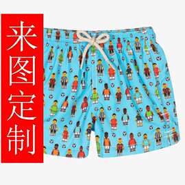 儿童女童男通短裤印花冲浪服防晒UV泳帽防晒帽泳衣泳裤沙滩裤工厂